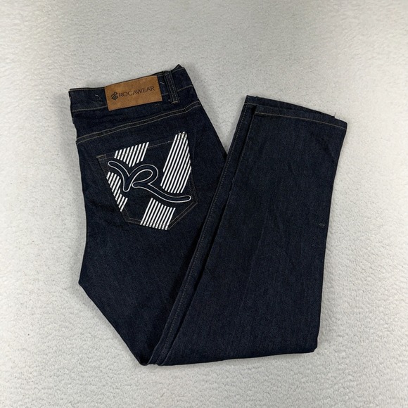 Rocawear Other - Vtg Rocawear Jeans Men 36 Blue Slim Fit Hip Hop Rap Denim Streetwear Y2K NWOT